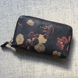 Floral Coach Wallet with Double Zipper